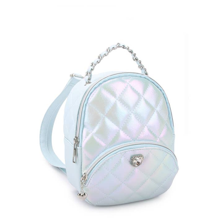 Mini Backpack Light Blue Metallic Quilted Blue Mini Backpack – Toys and Tales
