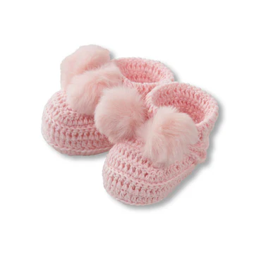 Topsy Faux Fur Pom Pom Booties - Pink