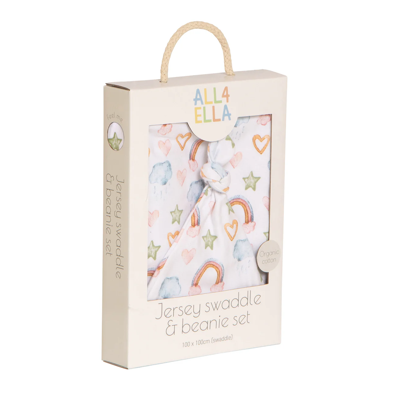 Jersey Swaddle and Beanie Set - Rainbow Dreams