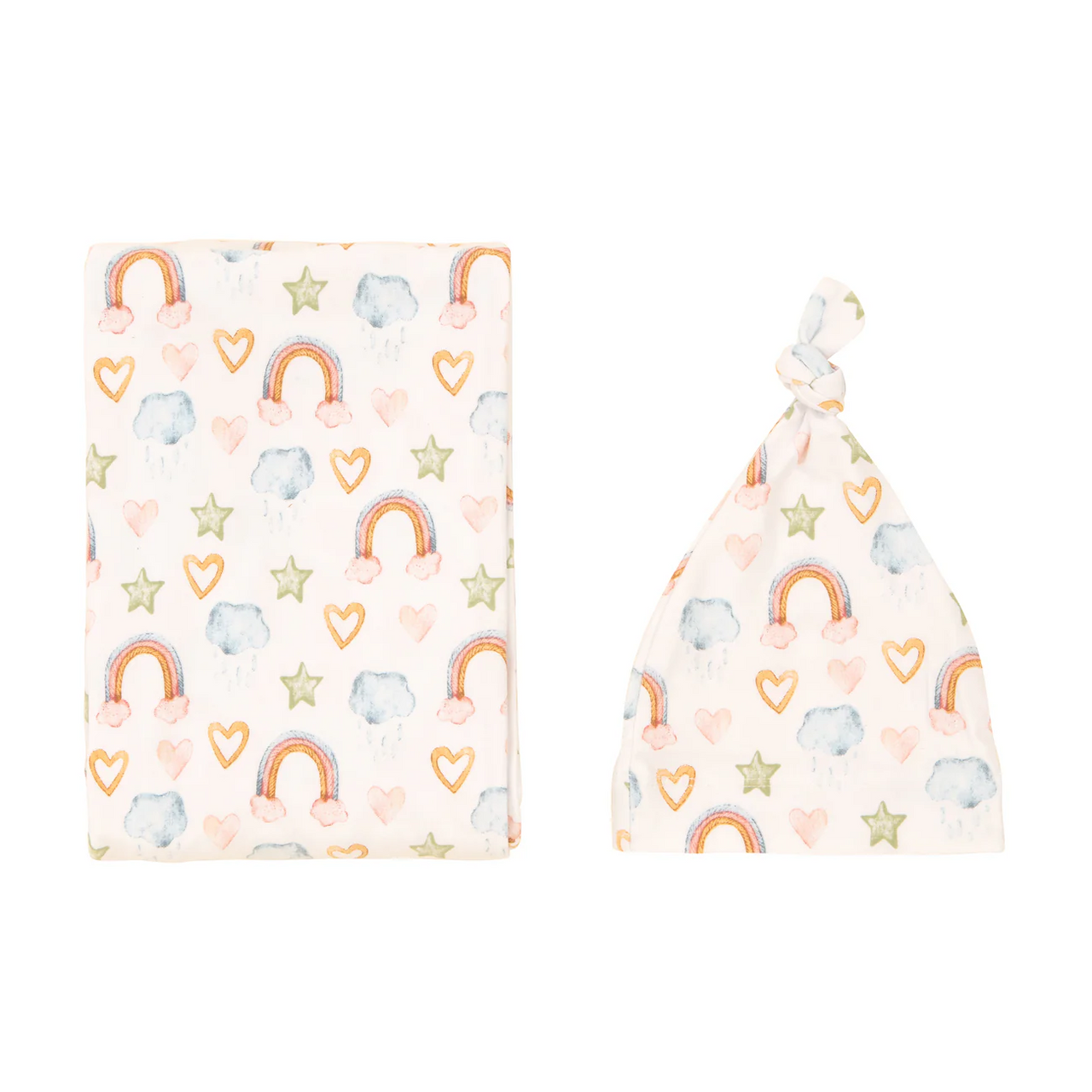 Jersey Swaddle and Beanie Set - Rainbow Dreams