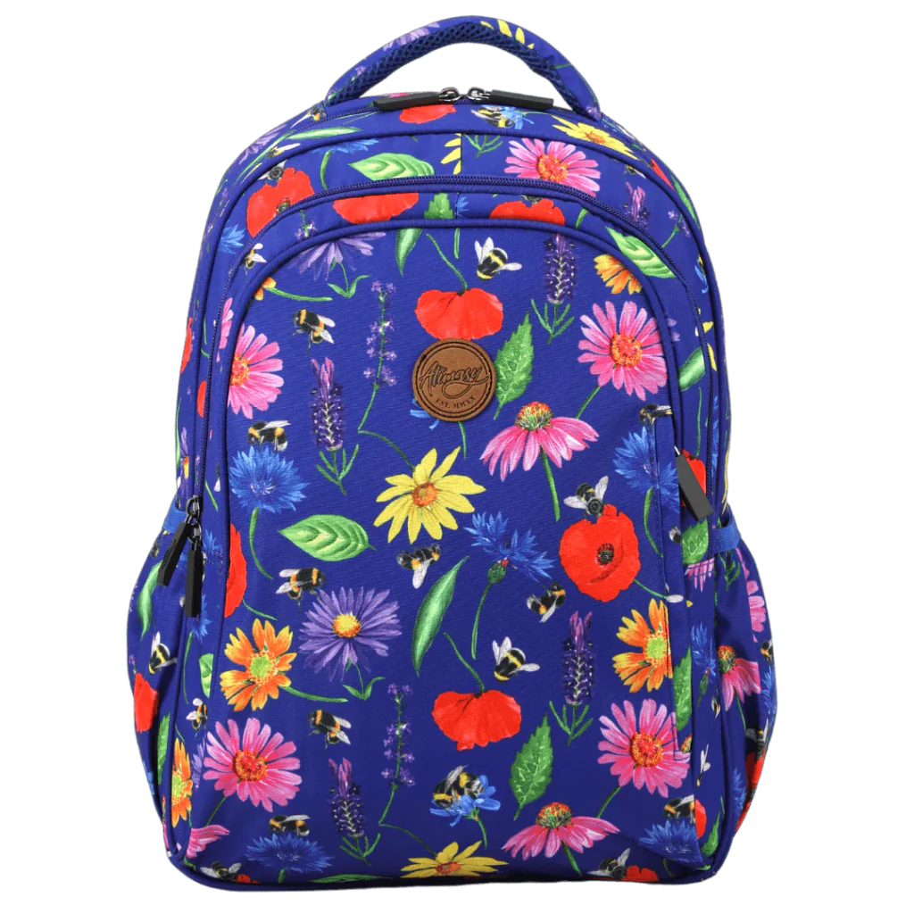 Alimasy Midsize Kids Backpack - Bees and Flowers