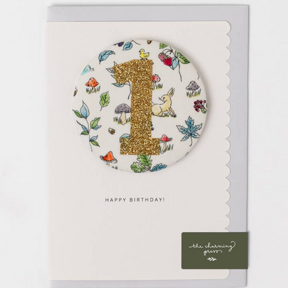 Birthday Badge Age Card - Liberty  Fabric