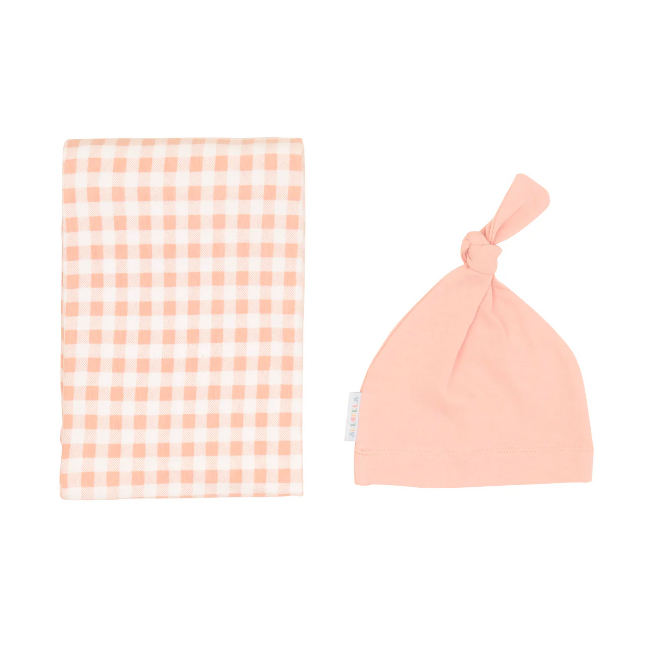 Jersey Swaddle and Beanie Set - Gingham Strawberry
