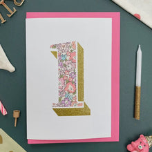 Age Birthday Card - Bio Glitter and Liberty Print