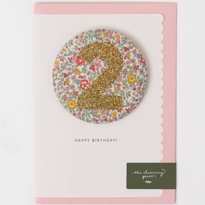 Birthday Badge Age Card - Liberty  Fabric