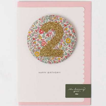 Birthday Badge Age Card - Liberty  Fabric