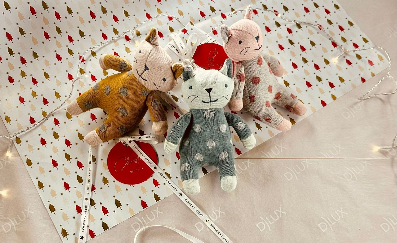 Kitty Spot Knit Rattle Toy - Sage