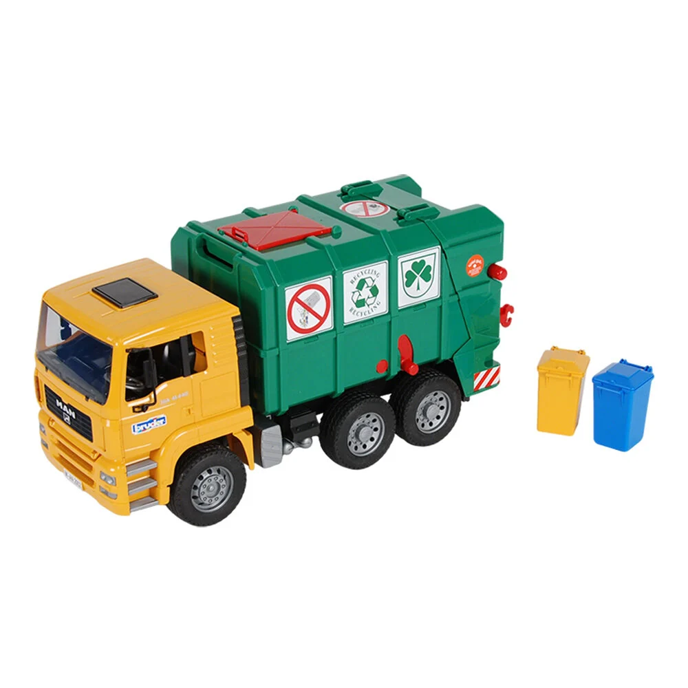 Commercial MAN TGA Garbage Truck Rear Loading Yellow And Green Limited Edition