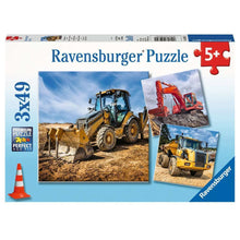 3 x 49 pc Puzzle - Digger at work