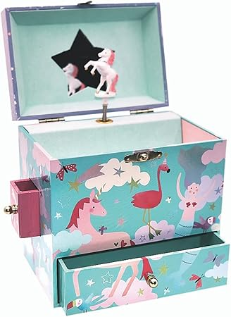 Flamingo Three Draw Musical Jewelry Box DAN111