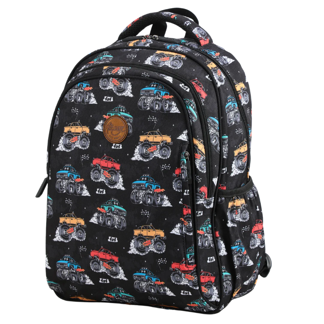 Alimasy Midsize Kids Backpack - Monster Trucks