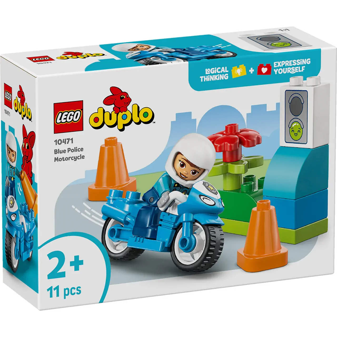 Blue Police Motorcycle Duplo 10471