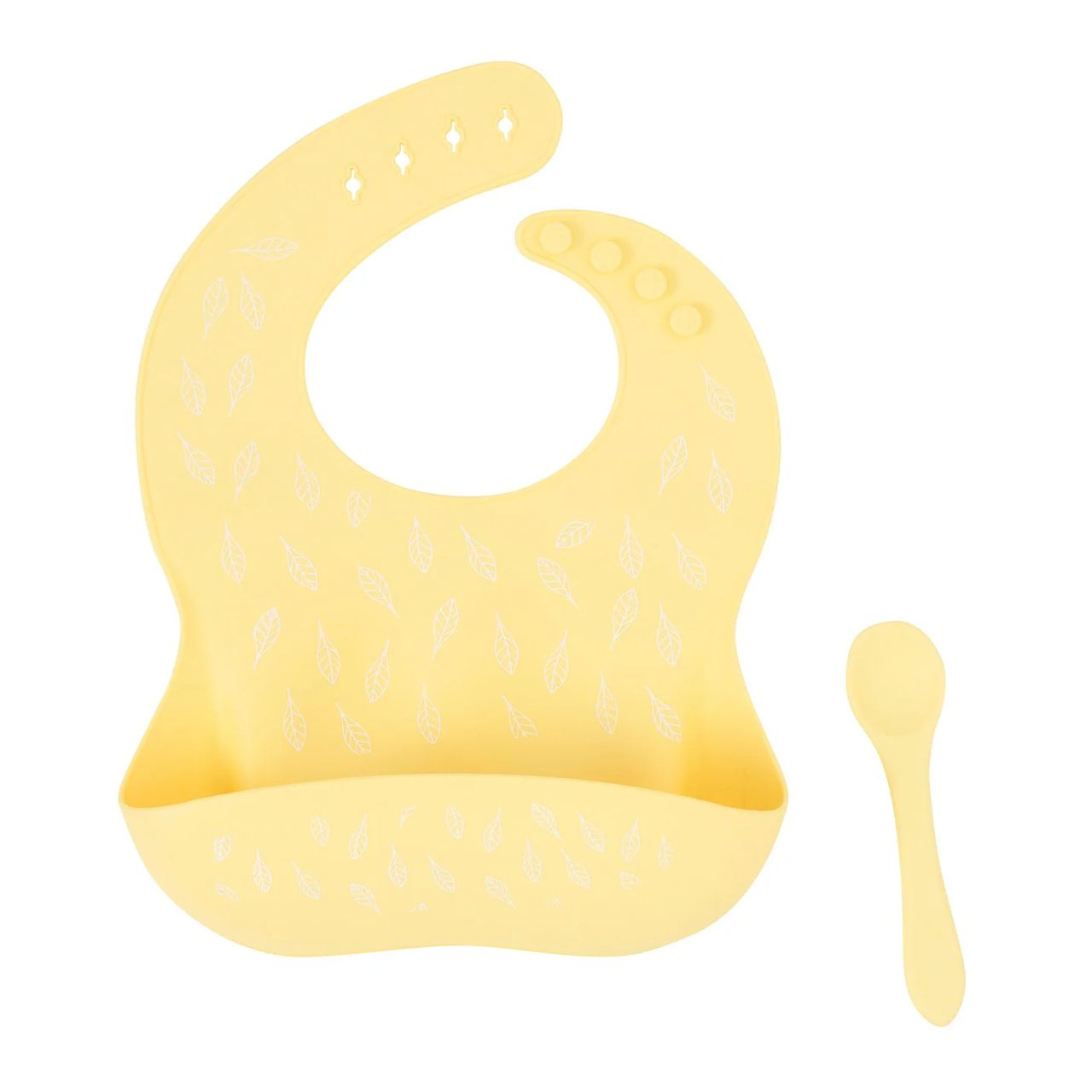 Silicone Catch Bib and Spoon Set - Lemon