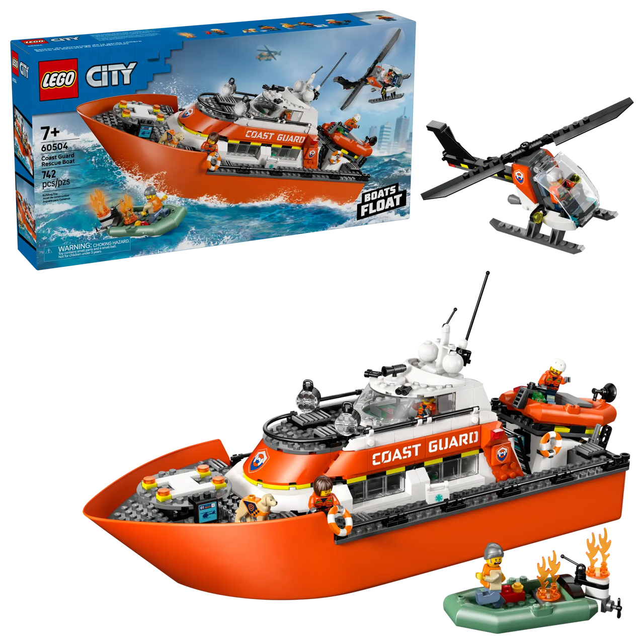 Coast Guard Rescue Boat & Helicopter Lego 60504