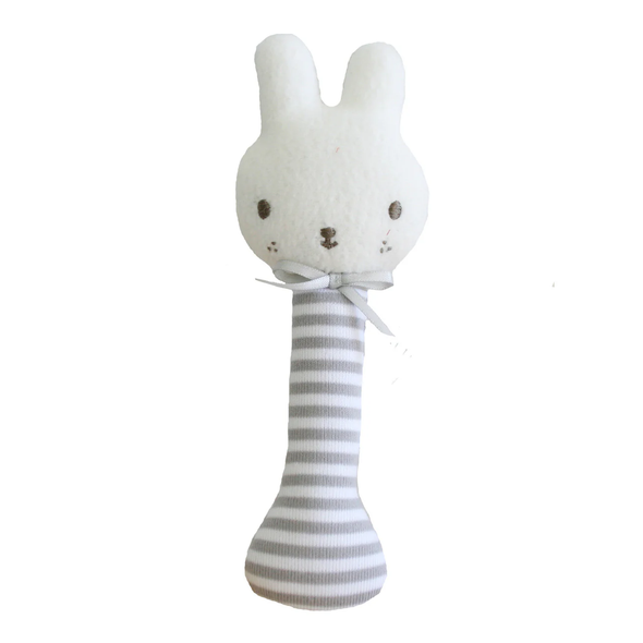 Baby Bunny Stick Rattle - Grey