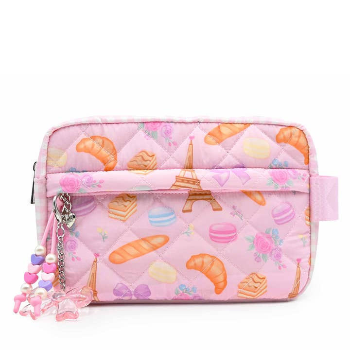 Quilted Paris Printed Pouch - Lollipop
