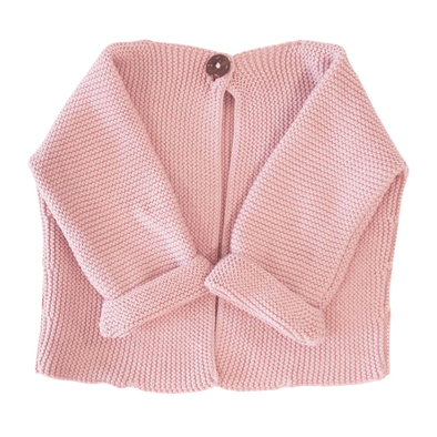 Cotton Knit Baby Jacket - Petal