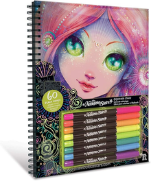Black Pages Colouring Book with Neon Pens Coralia