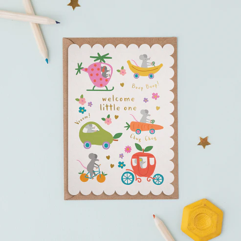 Mice Fruit Dash Welcome Baby Card