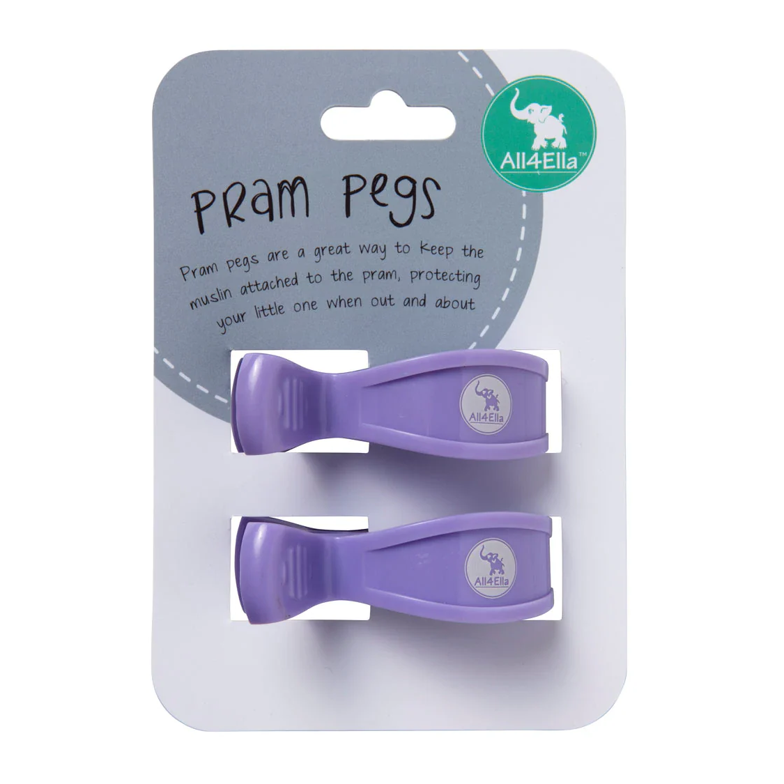 Pram Pegs 2 Pack - Pastel Purple