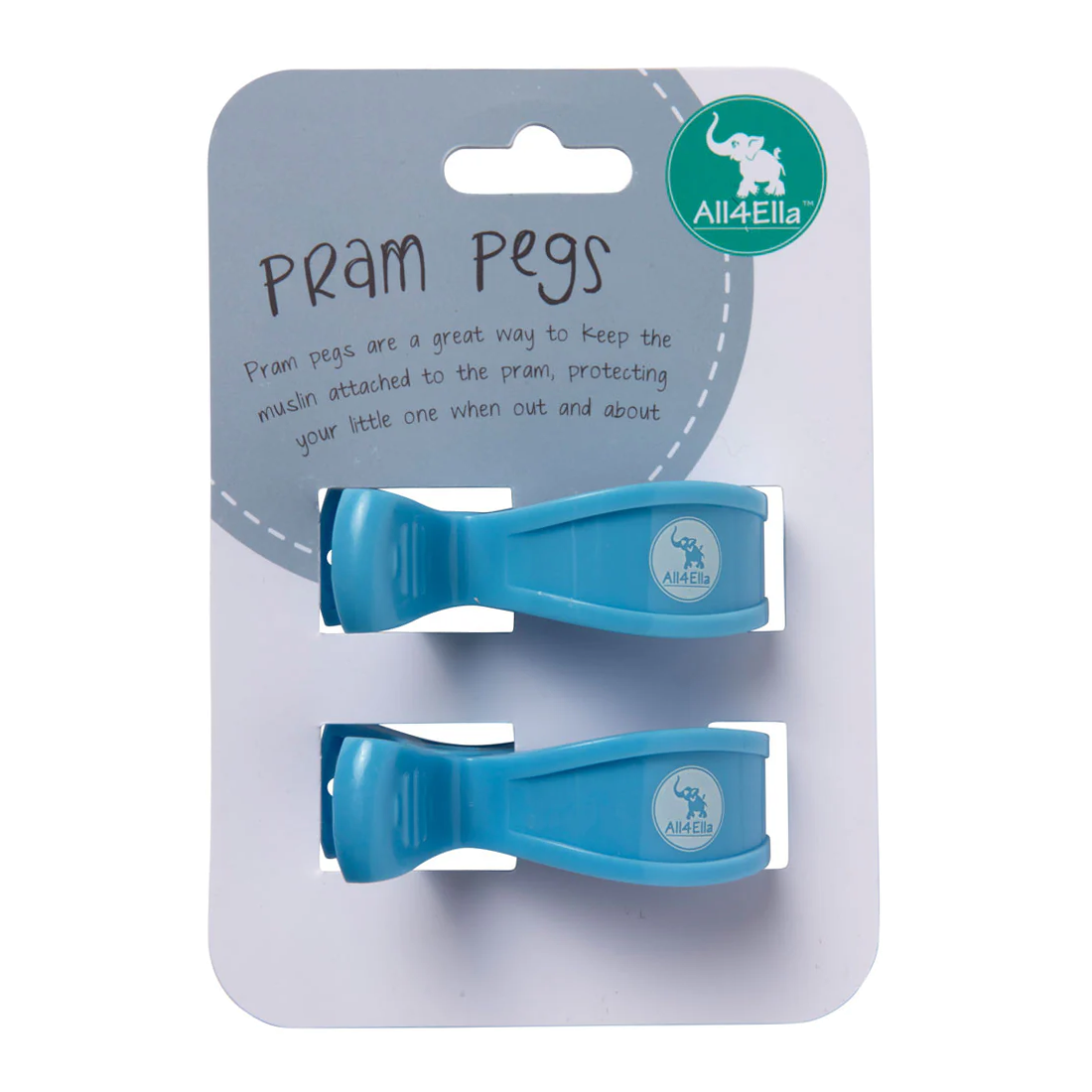 Pram Pegs 2 Pack - Pastel Blue