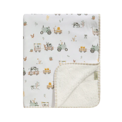 Organic Jersey Sherpa Blanket - Tractor Ride