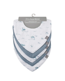 Muslin Bib 5pk- Retro Blue