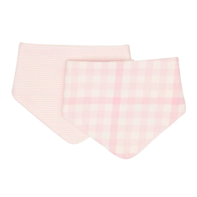 Bandana Bibs 2pk - Gingham Pink