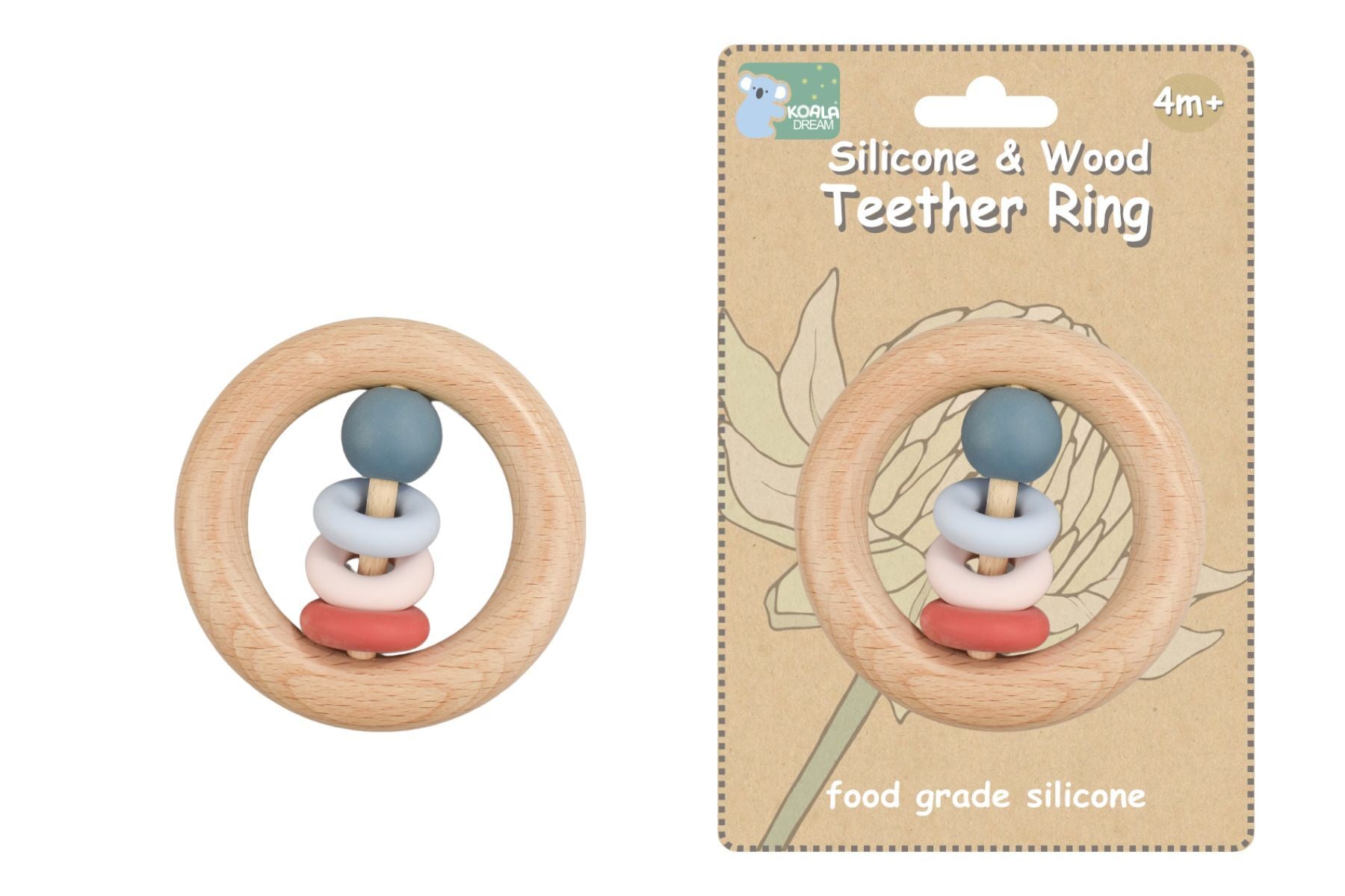 Silicone & Wood Teether Ring