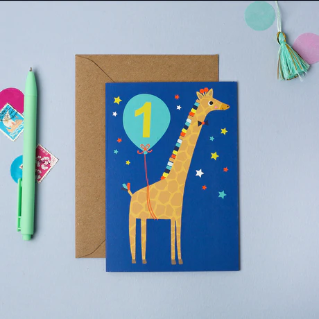 Age 1 Blue Birthday Card