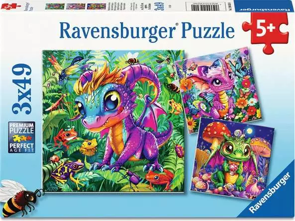 3 x 49 pc Puzzle - Baby Garden Dragons