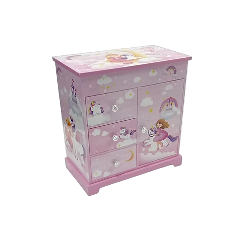 Musical Jewellery Box Wardrobe Girl/Unicorn DAN126