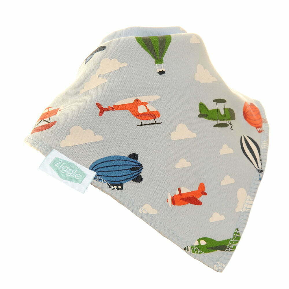 Bandana Dribble Bib - Airplanes Light Blue