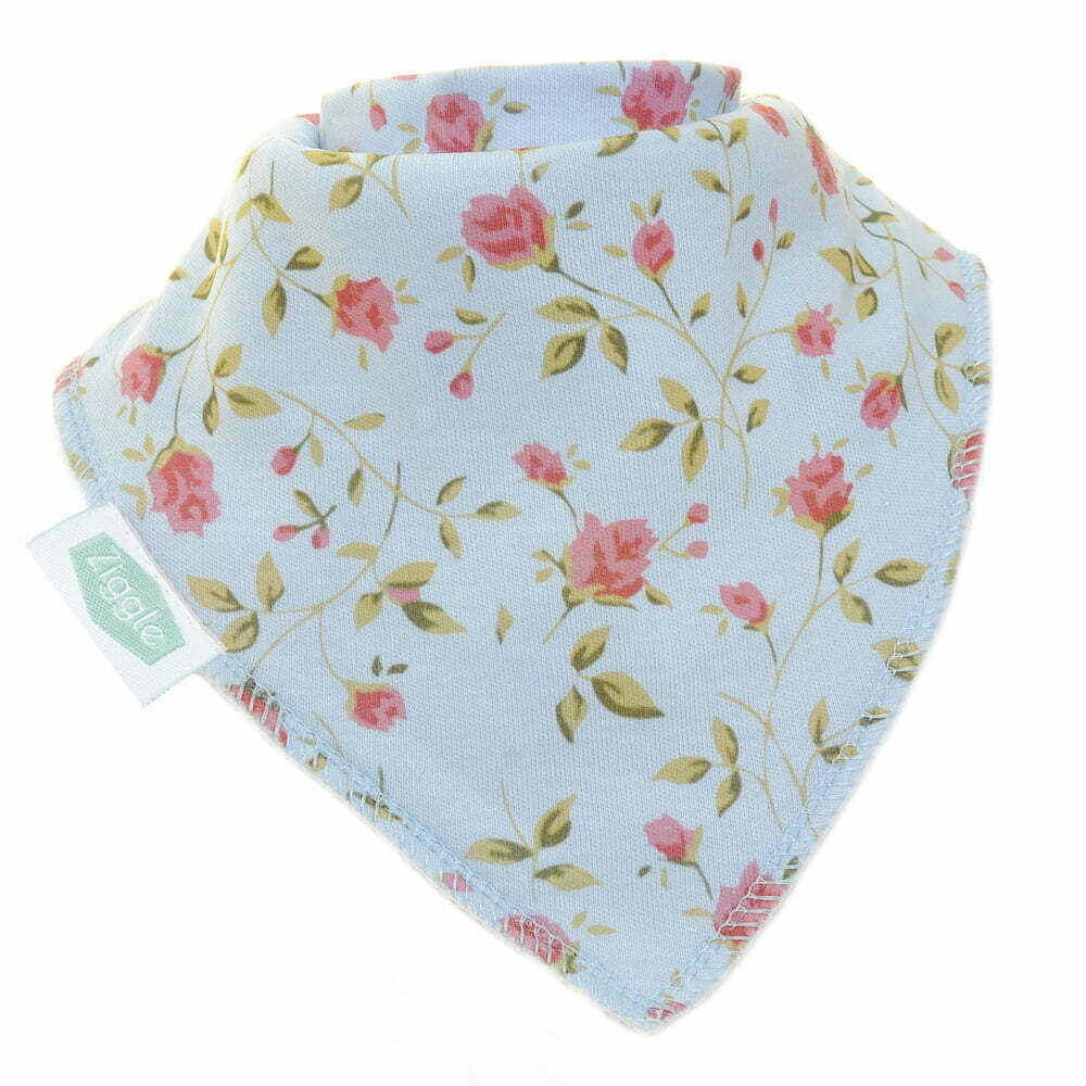 Bandana Dribble Bib - Vintage Blue Rose Light Blue