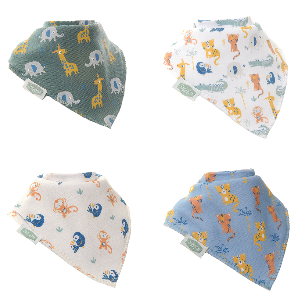 Bandana Dribble Bibs 4 pack - Savanna Animals
