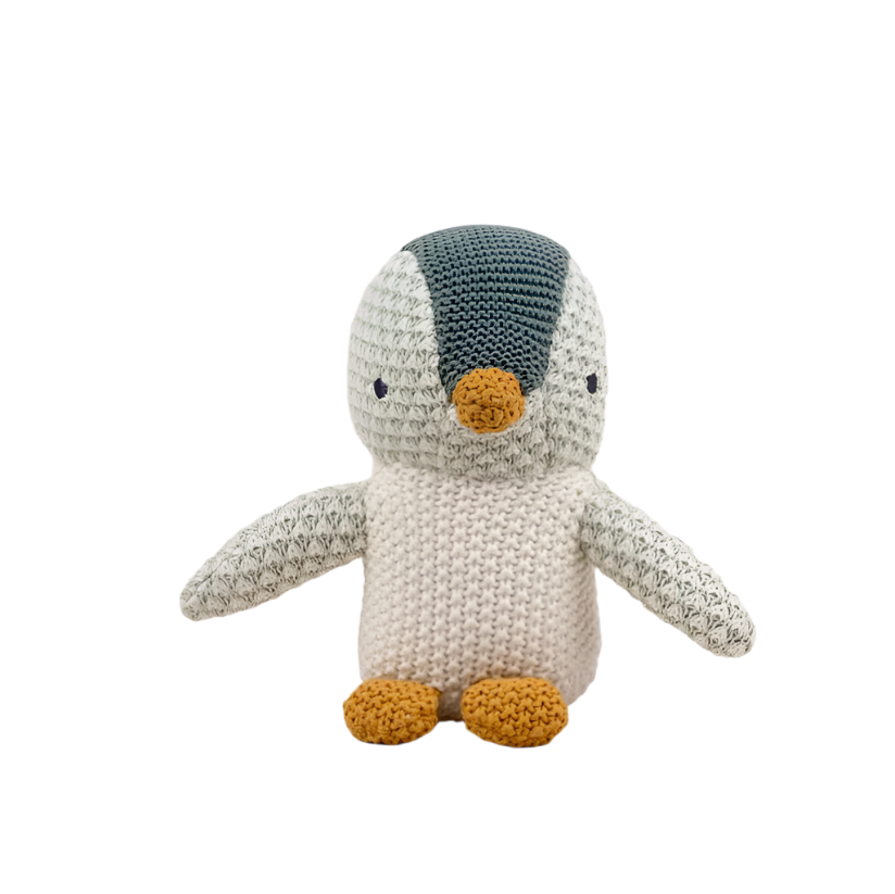 Pingu Cotton Knit Penguin Toy - Sage