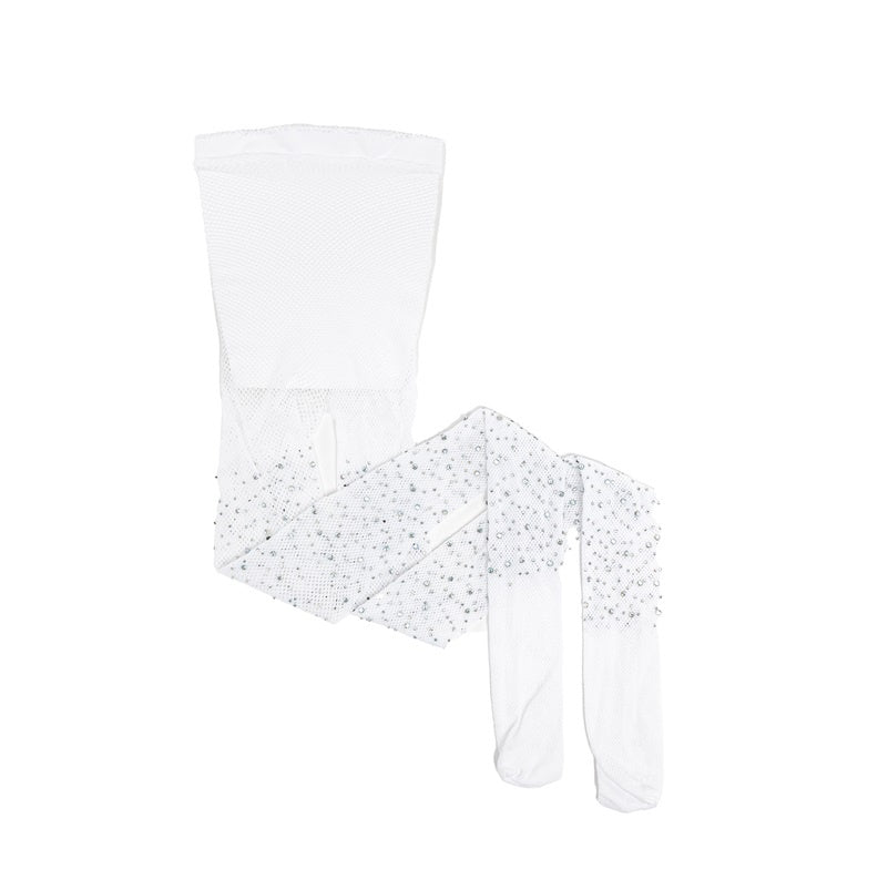 White Rhinestone Tights