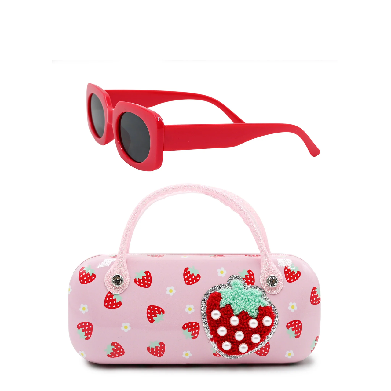 Strawberry Wristlet Case & Sunglasses - Cotton Candy