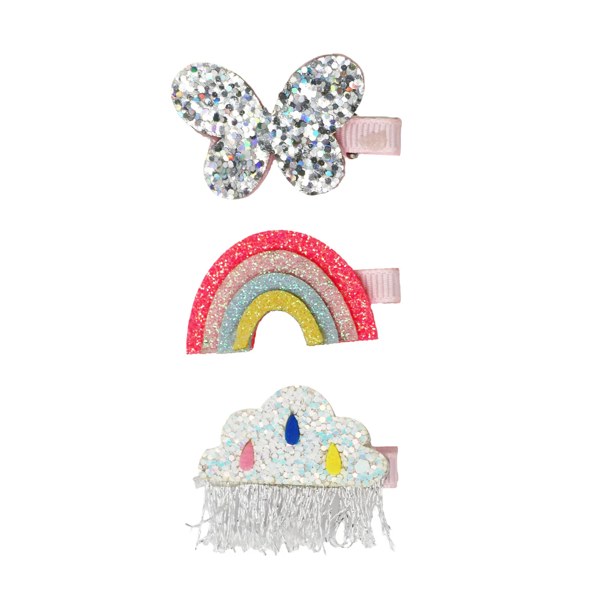 Glitter Rainbow and Cloud Hairclips
