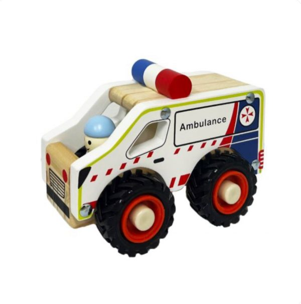 Wooden Wheelie Vehicle - Ambulance