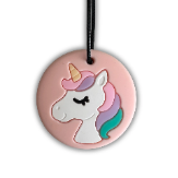 Silicone Pendant - Unicorn/Peach