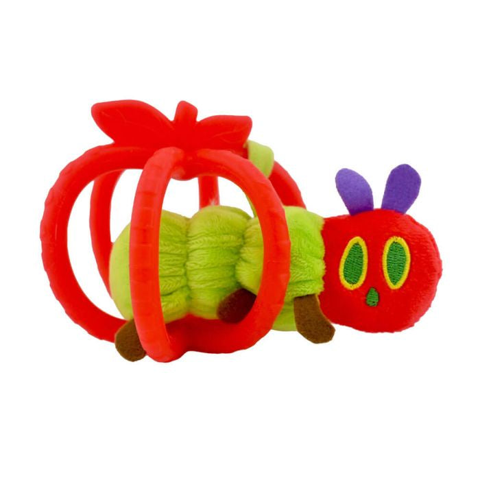 Silicone Apple teether & plush caterpillar set