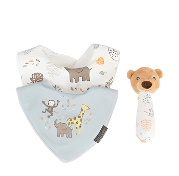 Rattle & Bib Set - Safari Bear