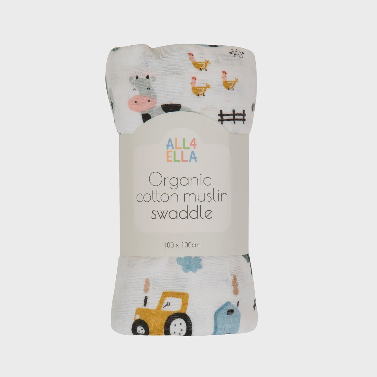 Organic Cotton Muslin Swaddle - Barnyard