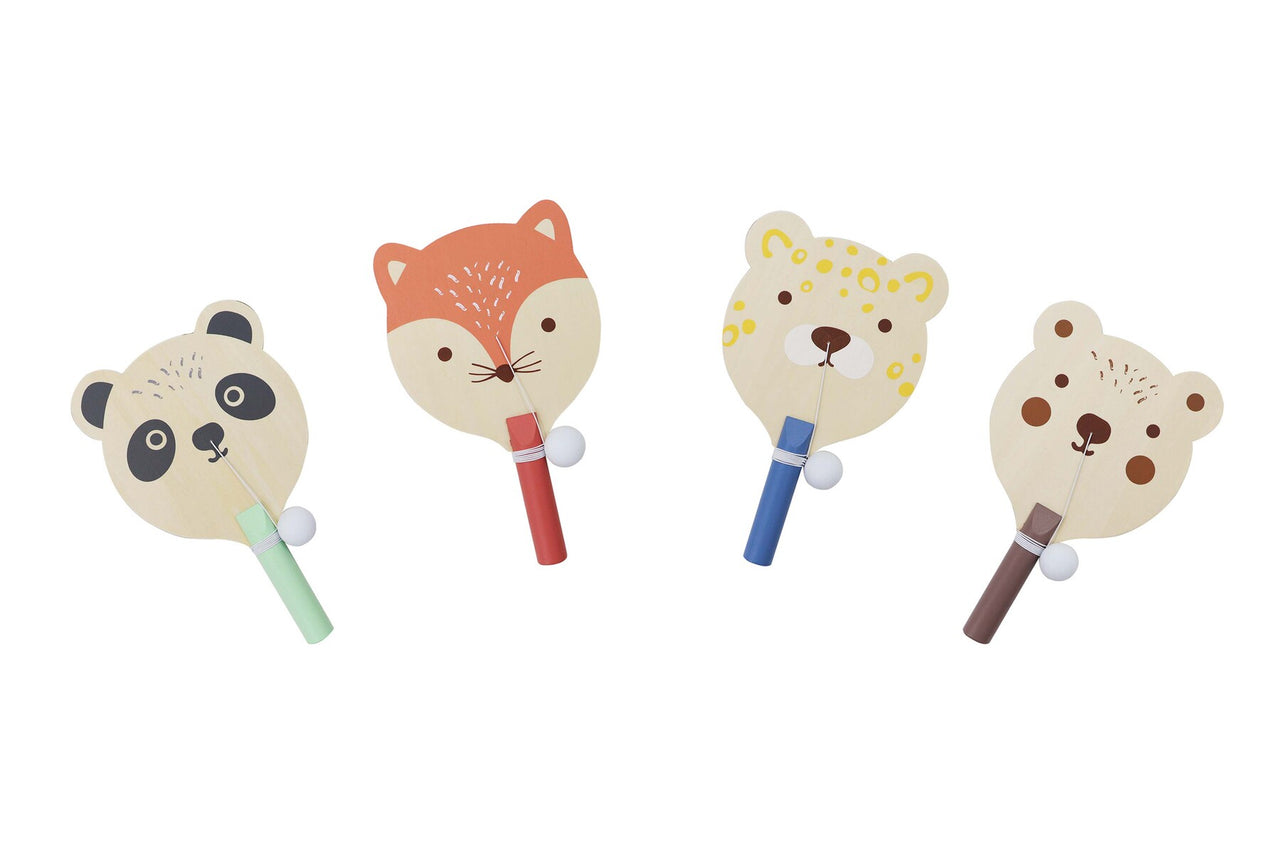 Wooden Animal Paddle Ball Game
