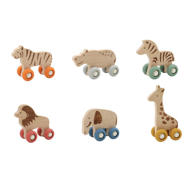 Forest Friend Wooden Animals with Silicone Wheels