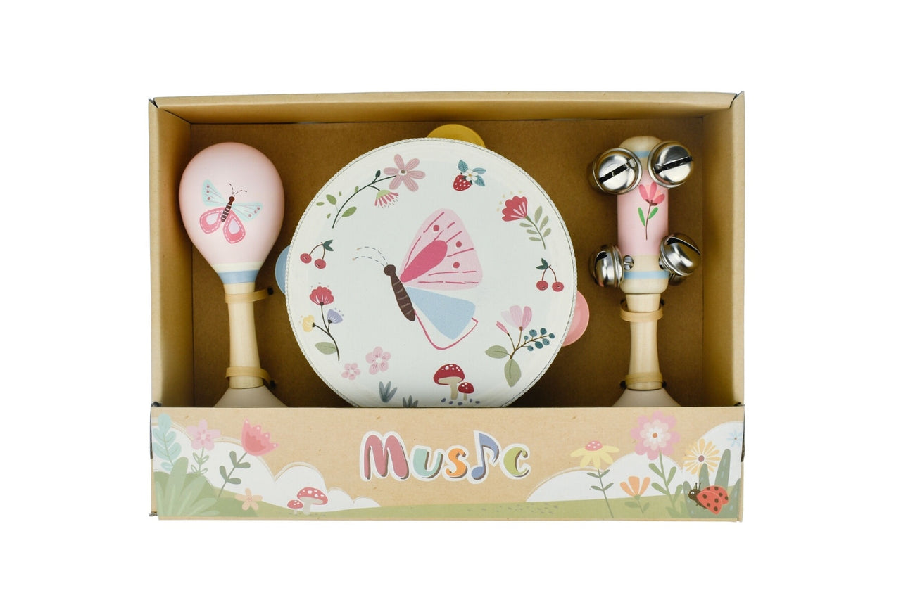 Wooden Spring Insect 3pc Music Set - Butterfly