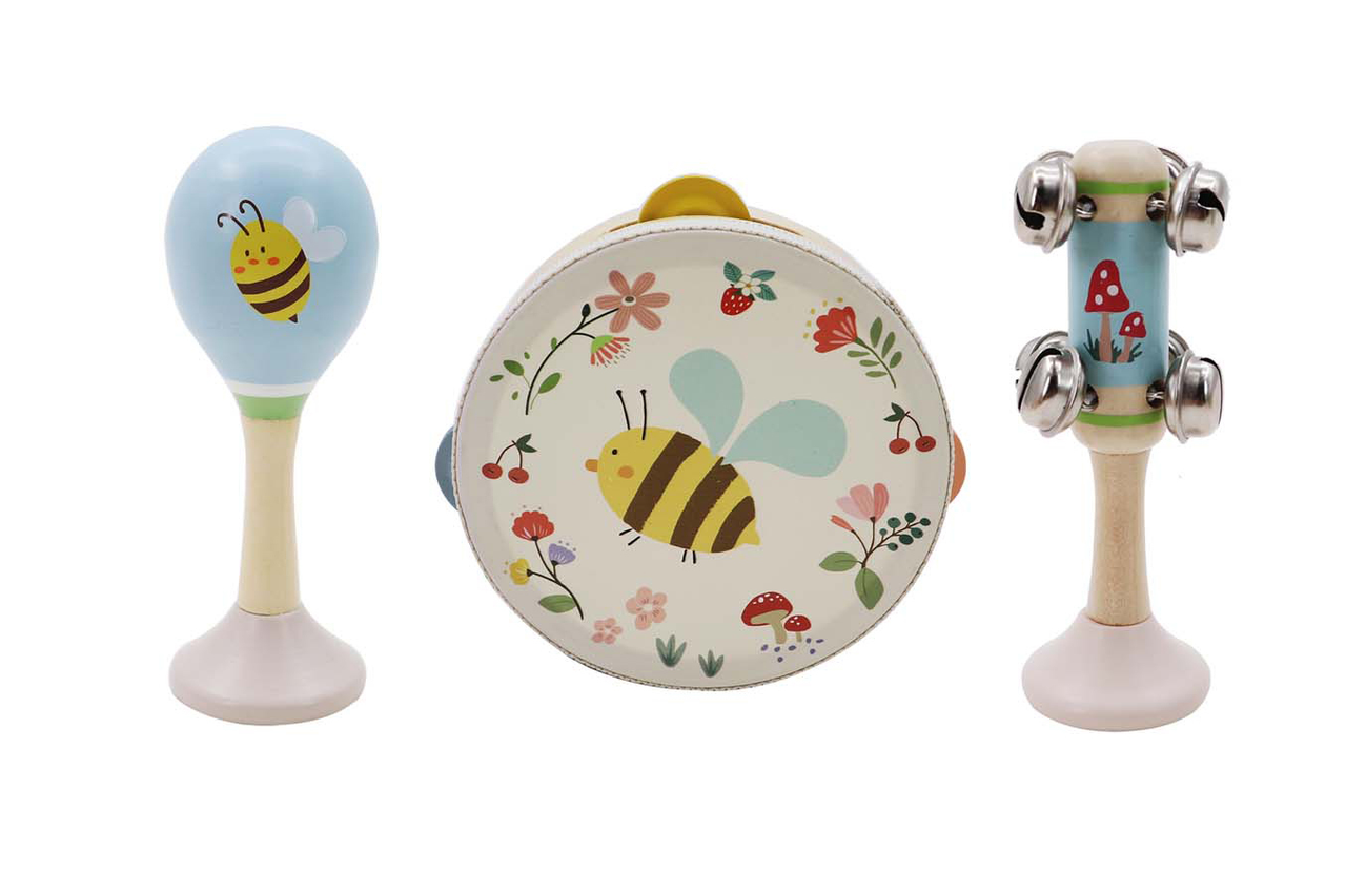 Wooden Spring Insect 3pc Music Set - Bee