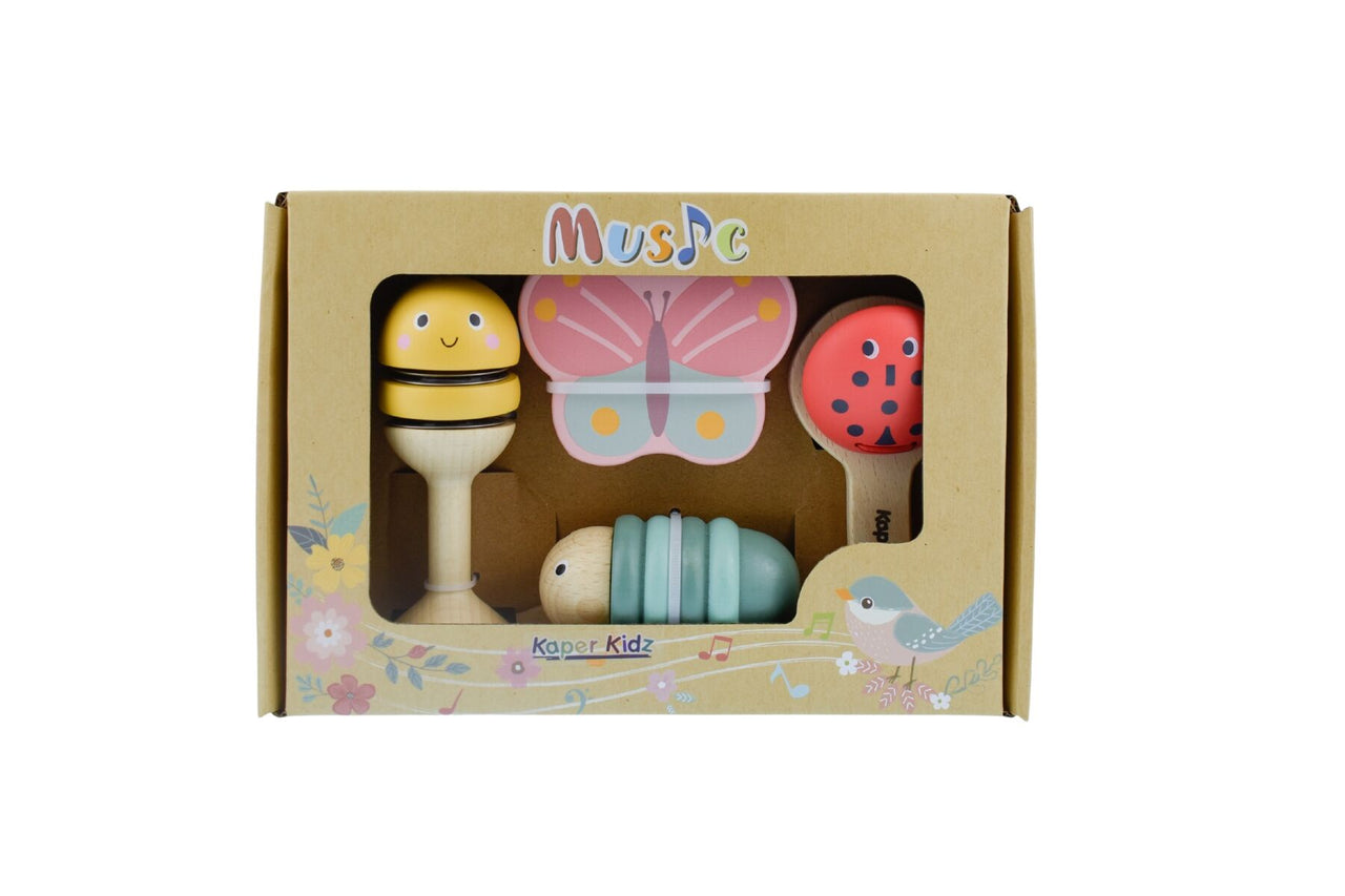 Wooden Spring Insect Music Set 4 pc