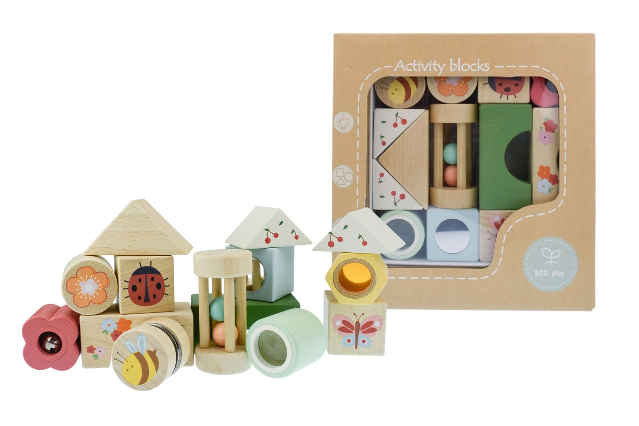 Wooden Spring Insect Activity Blocks - 14 pcs